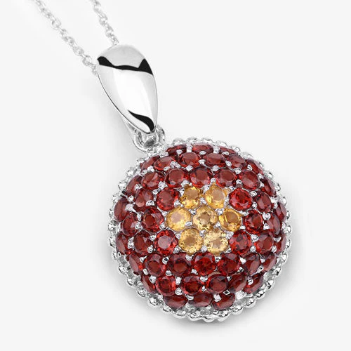 4.57 Carat Genuine Citrine and Garnet .925 Sterling Silver Pendant - Image 10