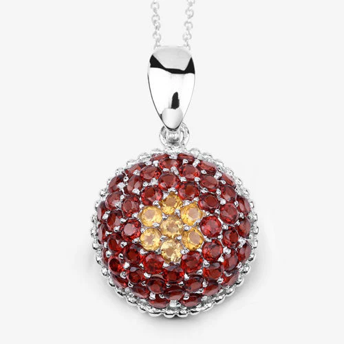4.57 Carat Genuine Citrine and Garnet .925 Sterling Silver Pendant - Image 11