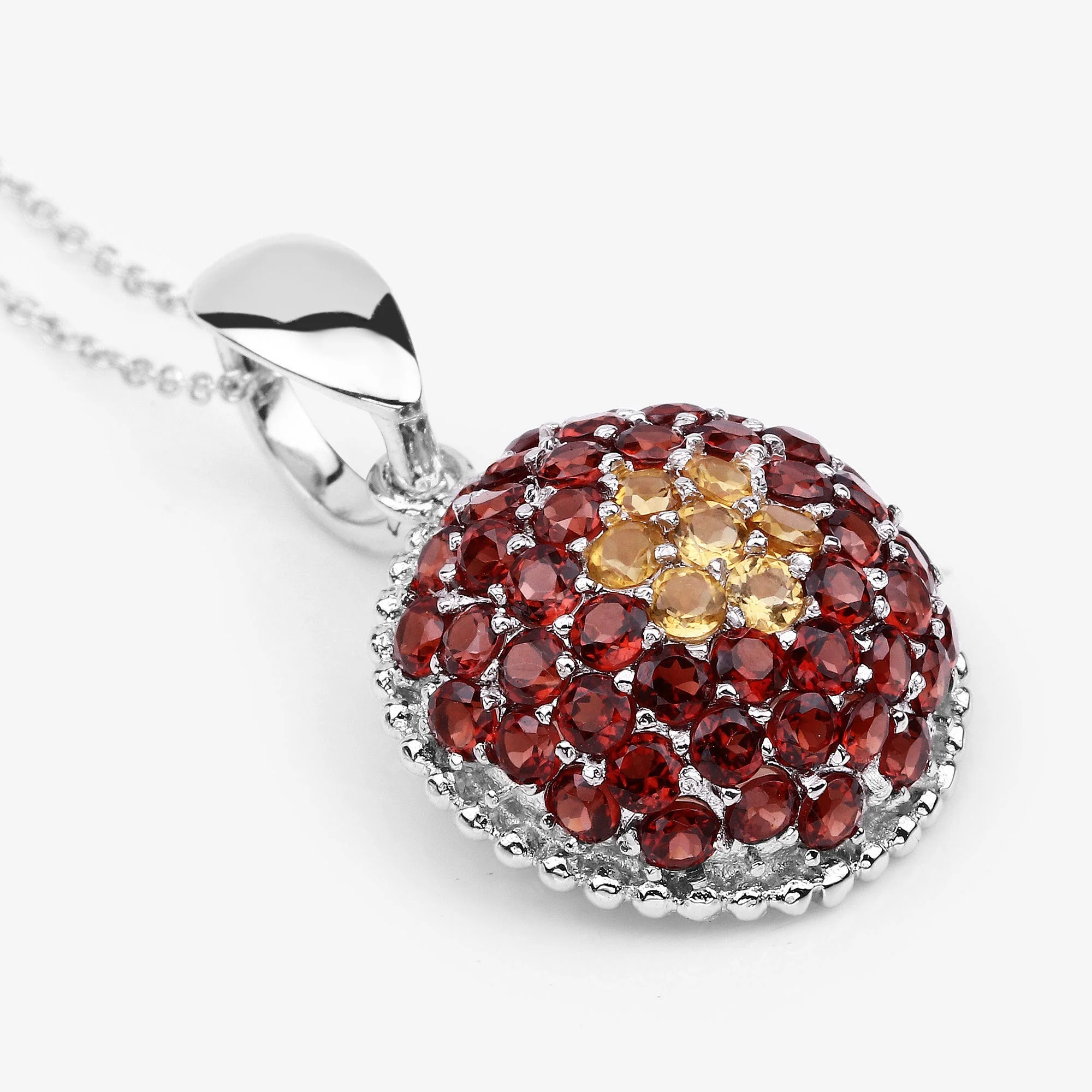 4.57 Carat Genuine Citrine and Garnet .925 Sterling Silver Pendant - Image 3