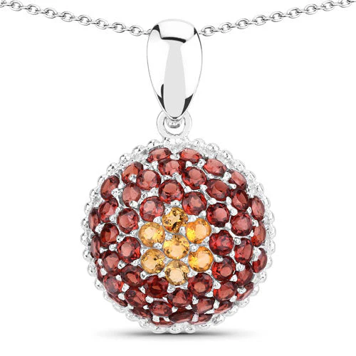 4.57 Carat Genuine Citrine and Garnet .925 Sterling Silver Pendant - Image 5