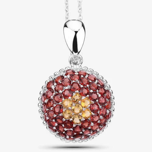 4.57 Carat Genuine Citrine and Garnet .925 Sterling Silver Pendant - Image 6