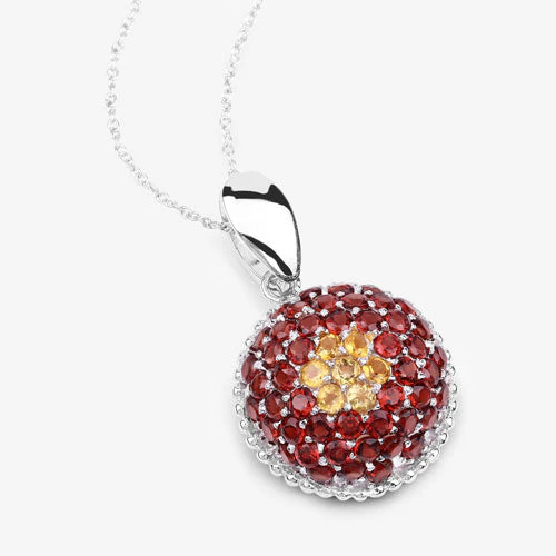 4.57 Carat Genuine Citrine and Garnet .925 Sterling Silver Pendant - Image 8