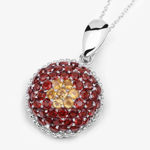4.57 Carat Genuine Citrine and Garnet .925 Sterling Silver Pendant - Image 9