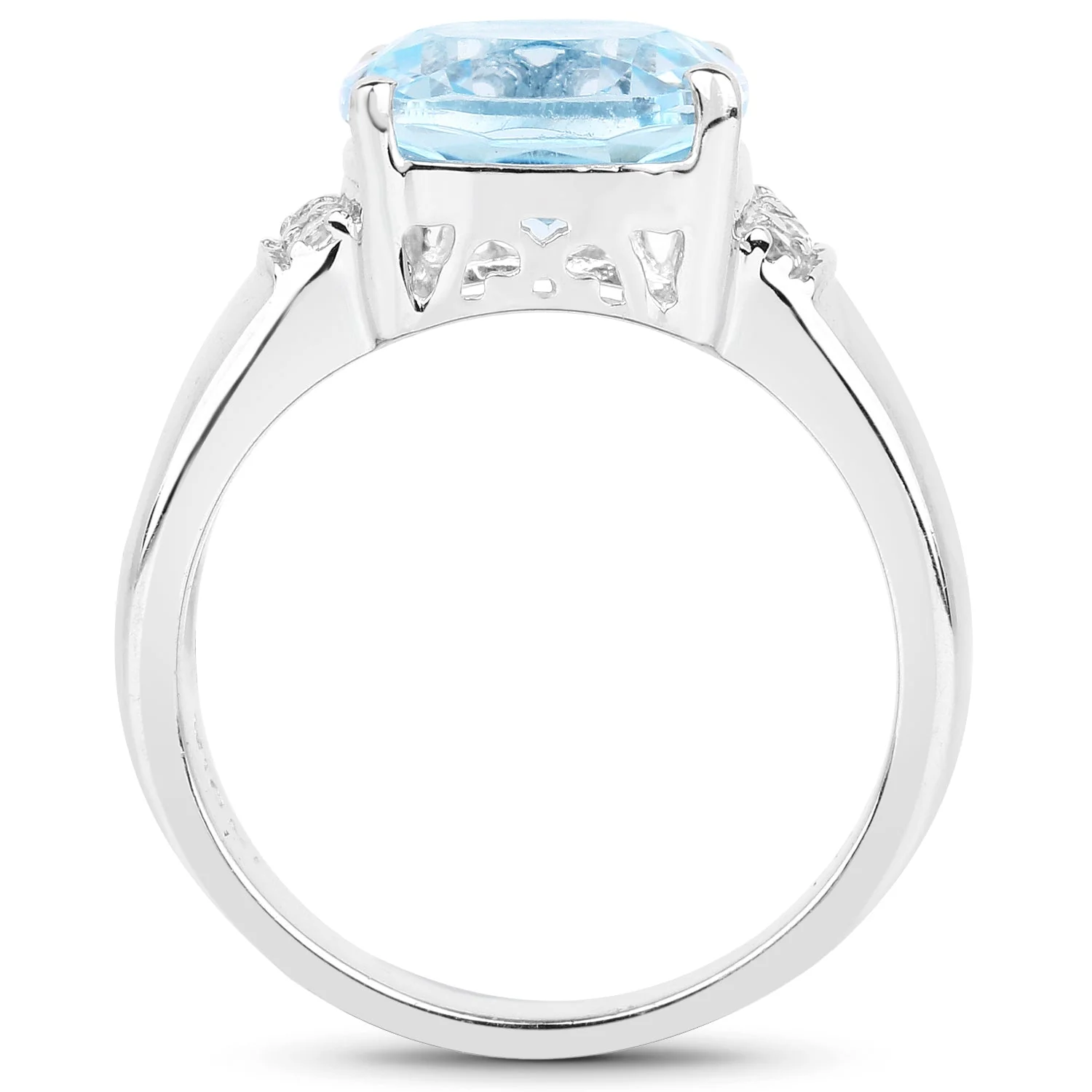 4.58 Carat Genuine Blue Topaz and White Topaz .925 Sterling Silver Ring - Image 2