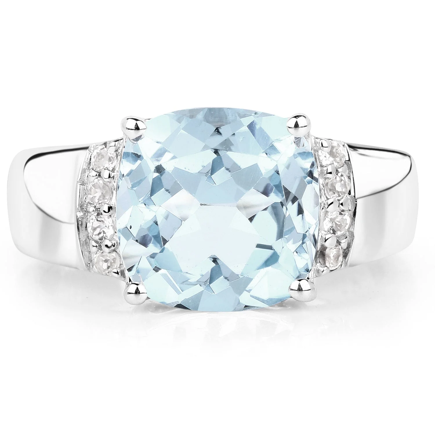 4.58 Carat Genuine Blue Topaz and White Topaz .925 Sterling Silver Ring - Image 3