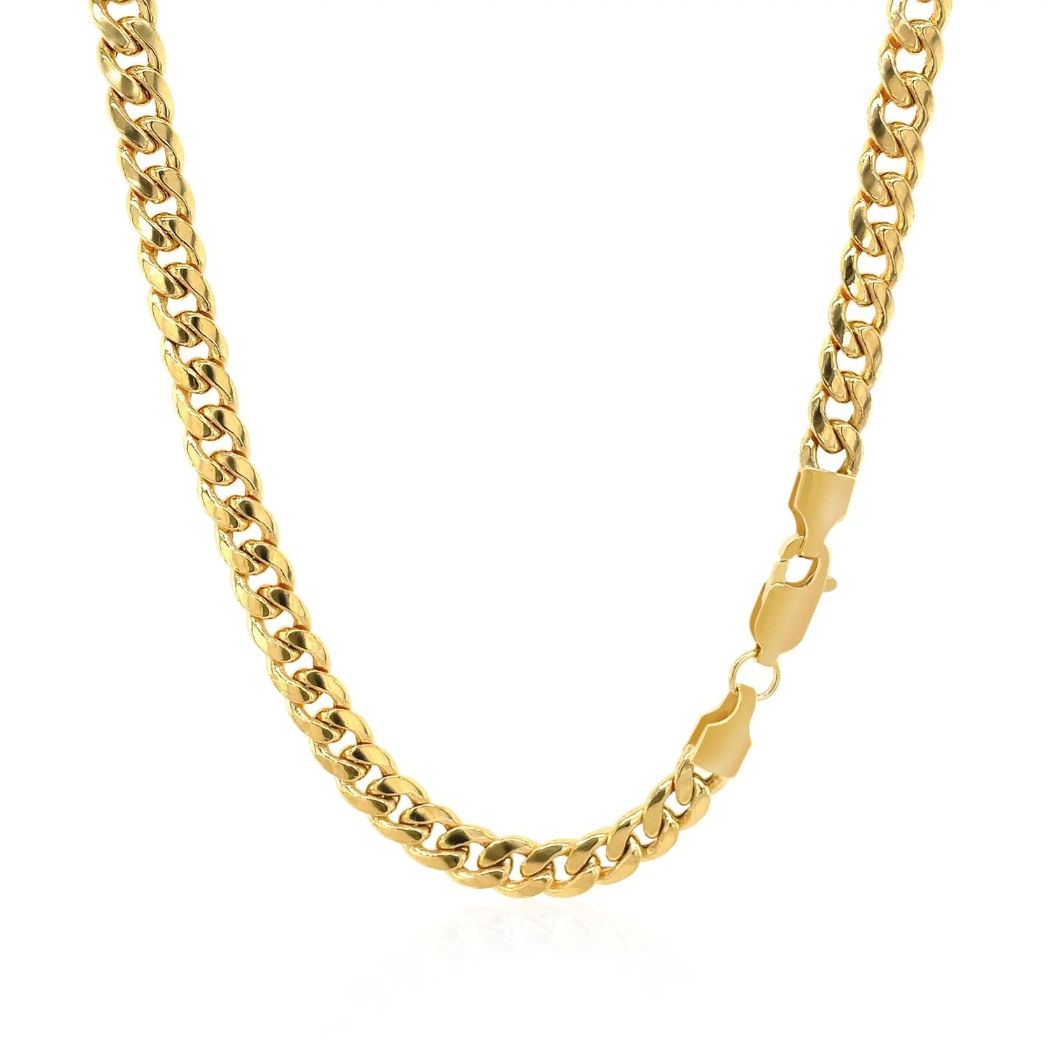 4.5mm 14k Yellow Gold Miami Cuban Semi Solid Chain - Image 7