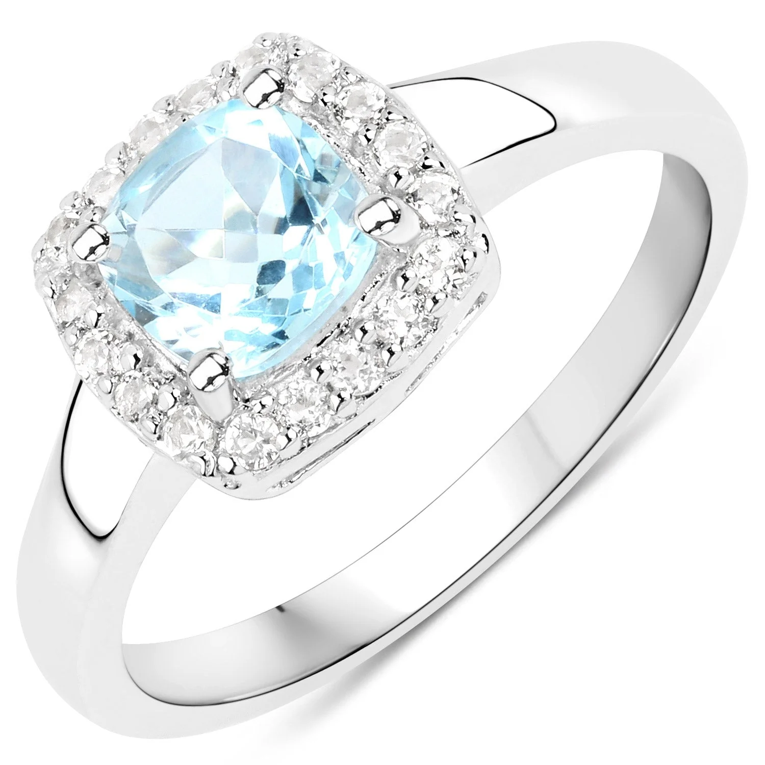 4.62 Carat Genuine Blue Topaz and White Topaz .925 Sterling Silver 3 Piece Jewelry Set (Ring, Earrings, and Pendant w/ Chain) - Image 2