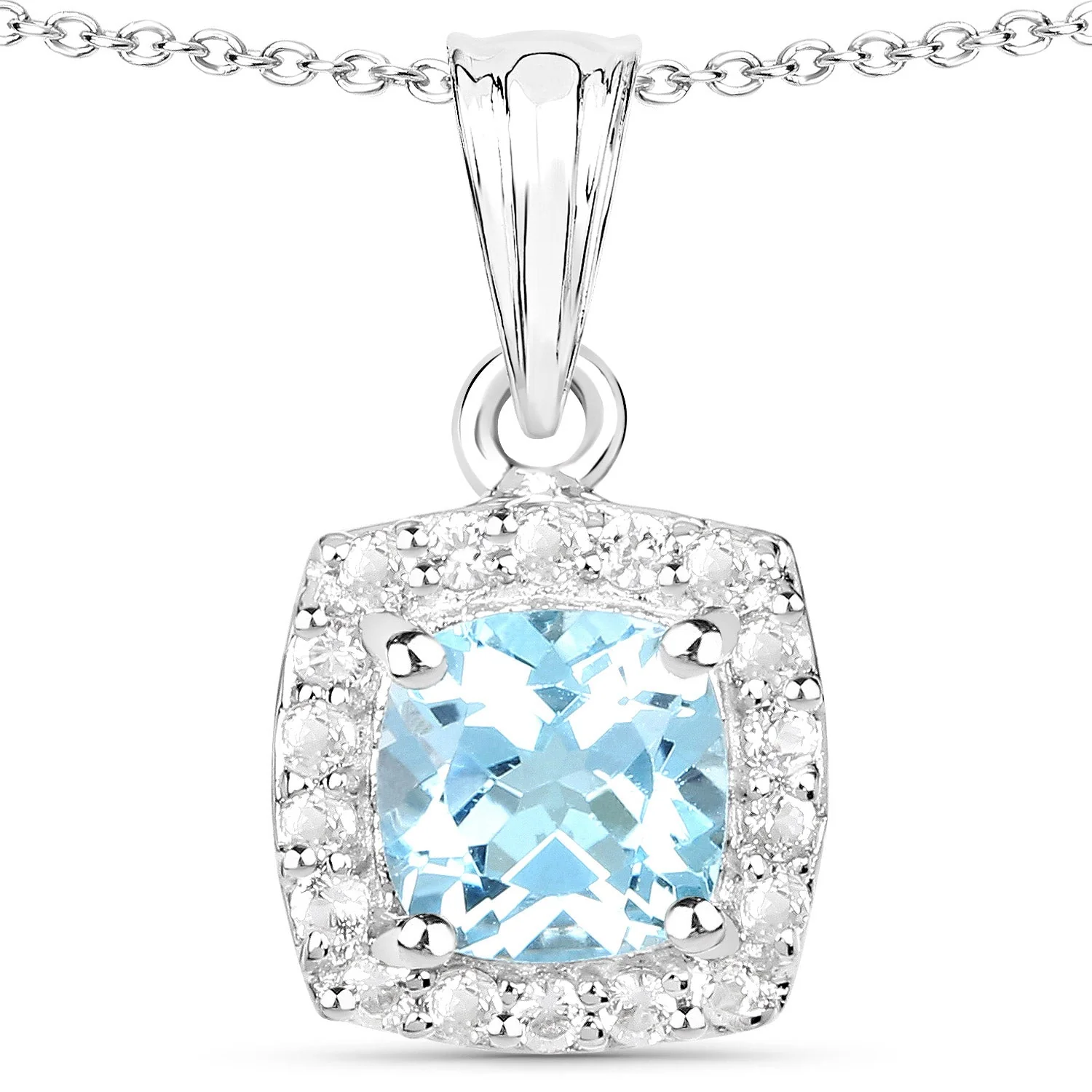 4.62 Carat Genuine Blue Topaz and White Topaz .925 Sterling Silver 3 Piece Jewelry Set (Ring, Earrings, and Pendant w/ Chain) - Image 3
