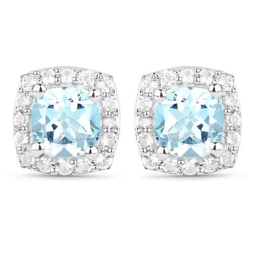 4.62 Carat Genuine Blue Topaz and White Topaz .925 Sterling Silver 3 Piece Jewelry Set (Ring, Earrings, and Pendant w/ Chain) - Image 8