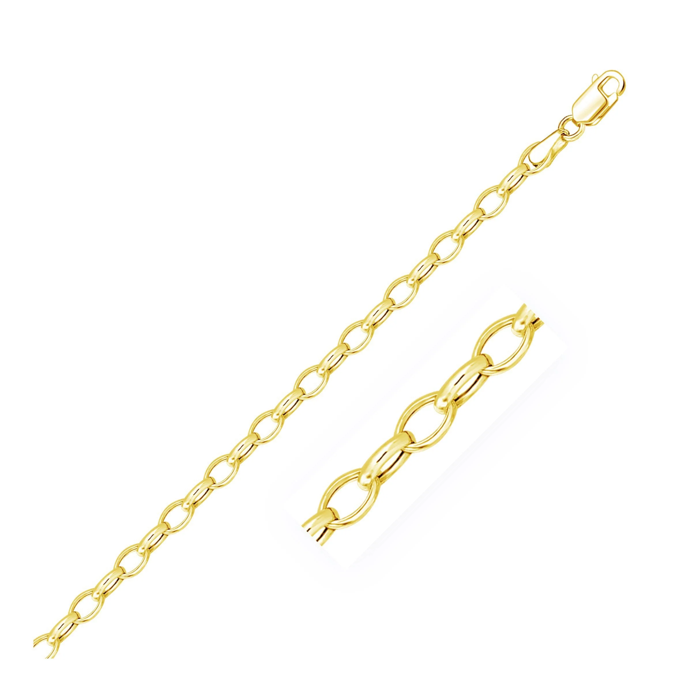 4.6mm 14k Yellow Gold Oval Rolo Bracelet - Image 4