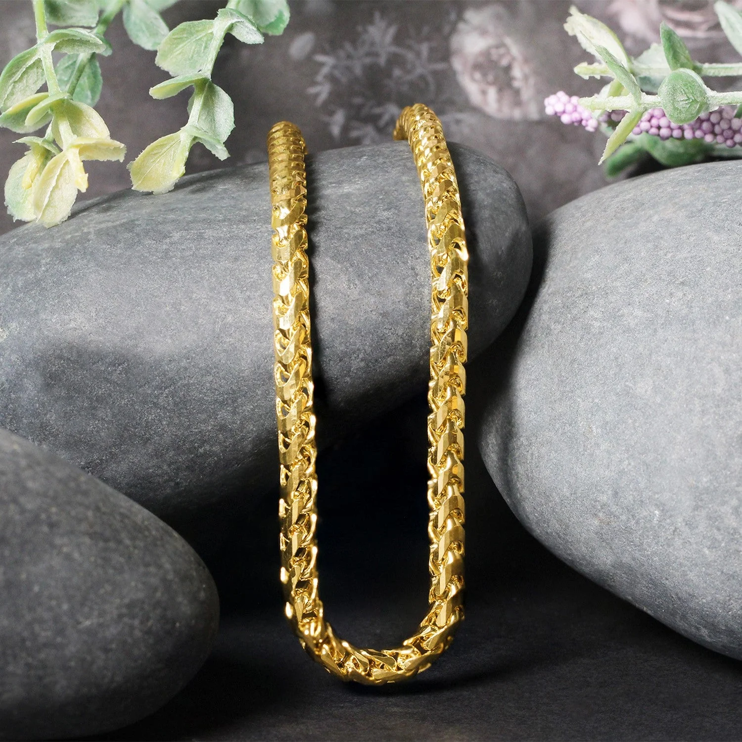 4.6mm 14k Yellow Solid Gold Diamond Cut Round Franco Chain - Image 6