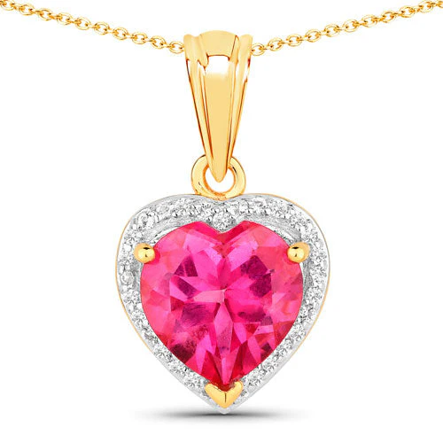 4.74 Carat Genuine Pink Topaz and White Topaz .925 Sterling Silver Pendant - Image 2