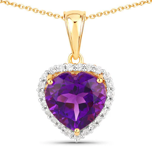4.76 Carat Genuine Amethyst and White Topaz .925 Sterling Silver Pendant - Image 2