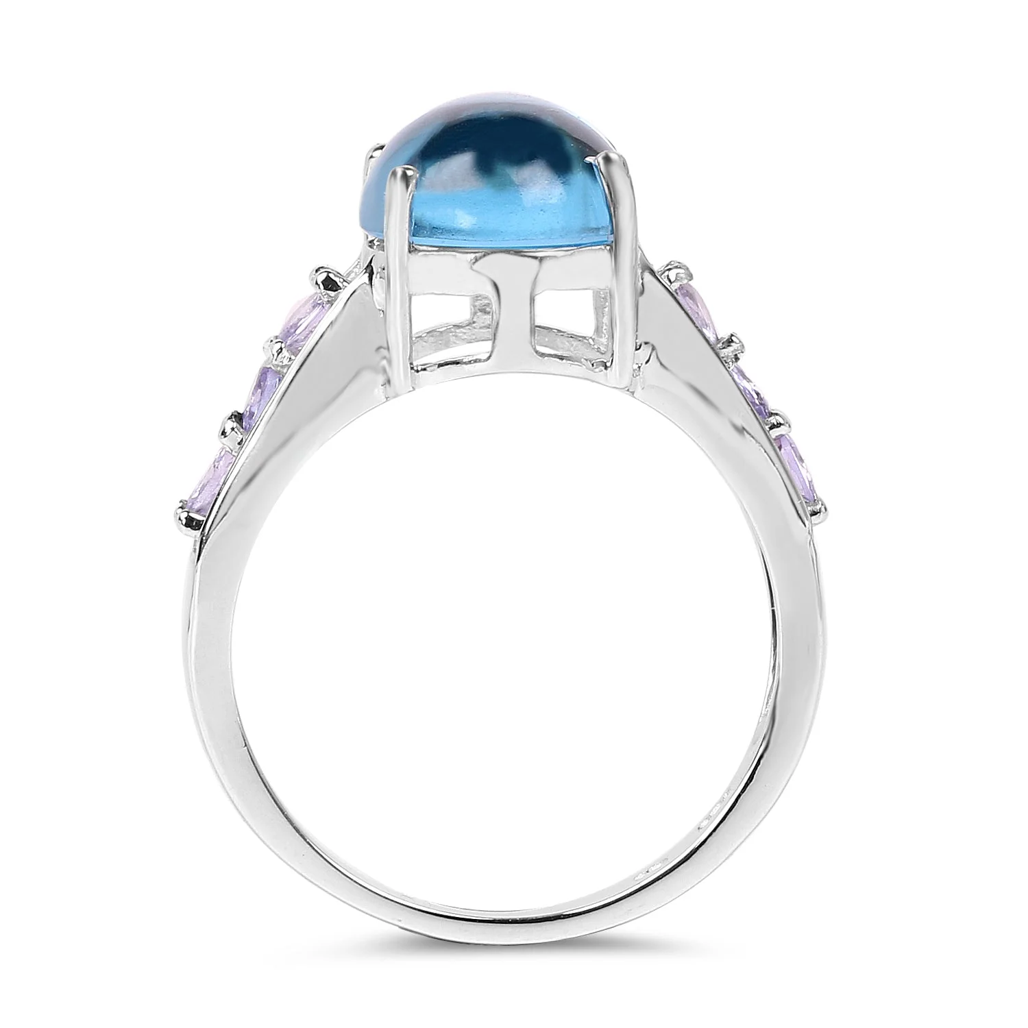 4.77 Carat Genuine Swiss Blue Topaz and Tanzanite .925 Sterling Silver Ring - Image 2