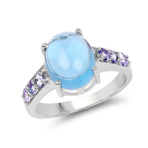 4.77 Carat Genuine Swiss Blue Topaz and Tanzanite .925 Sterling Silver Ring - Image 4