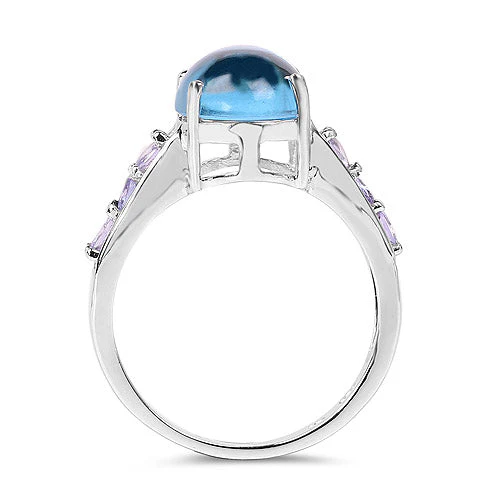 4.77 Carat Genuine Swiss Blue Topaz and Tanzanite .925 Sterling Silver Ring - Image 5