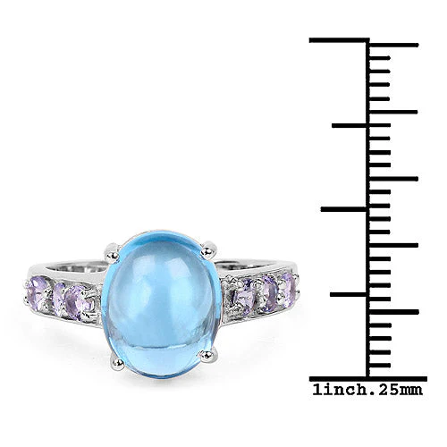 4.77 Carat Genuine Swiss Blue Topaz and Tanzanite .925 Sterling Silver Ring - Image 6