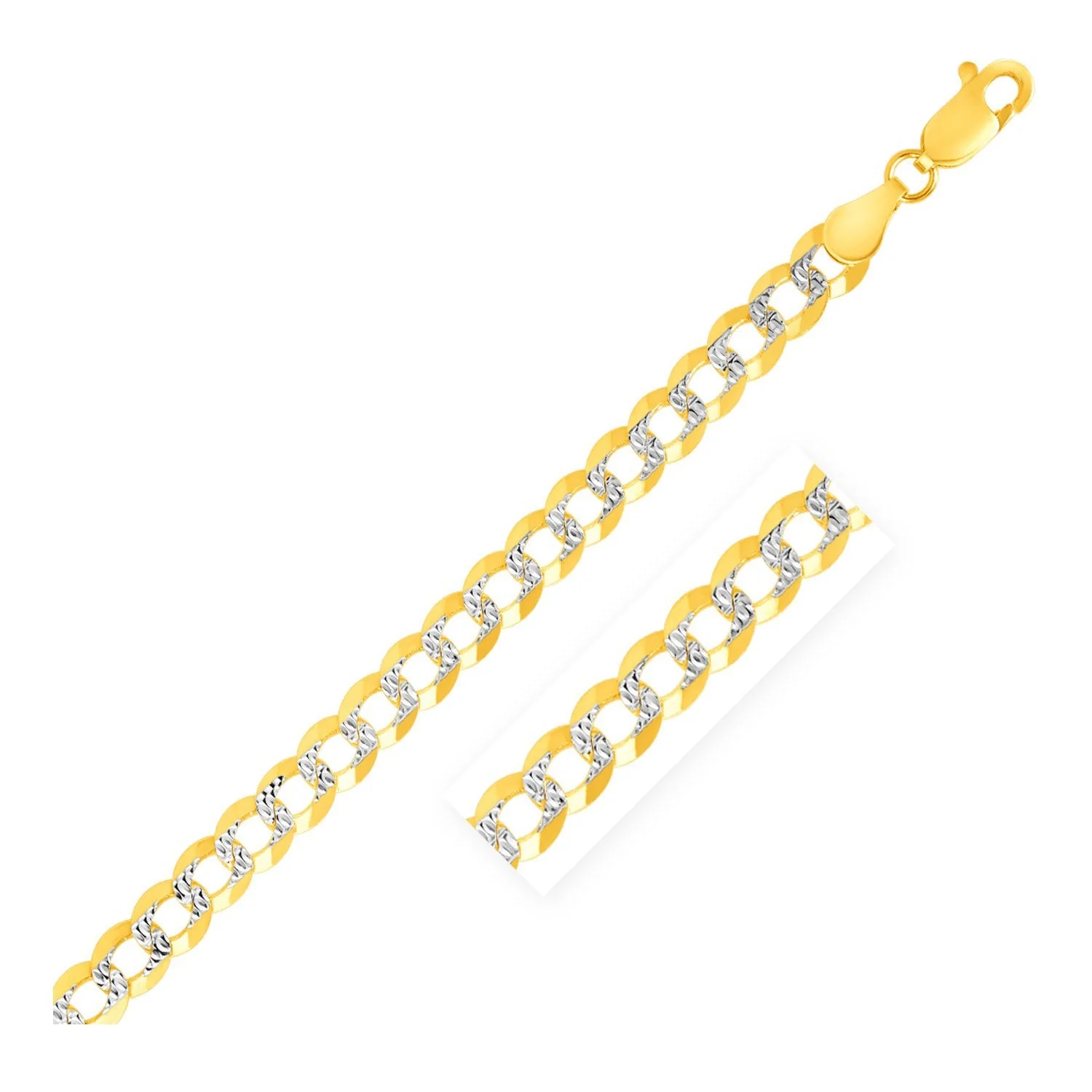 4.7mm 14k Two Tone Gold Pave Curb Bracelet - Image 2