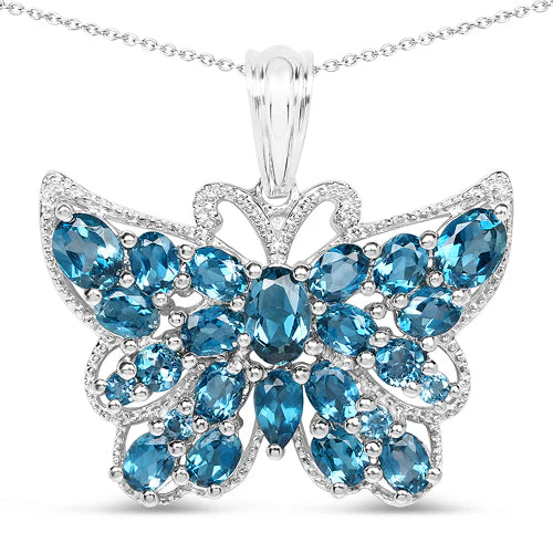 4.81 Carat Genuine London Blue Topaz .925 Sterling Silver Pendant - Image 3