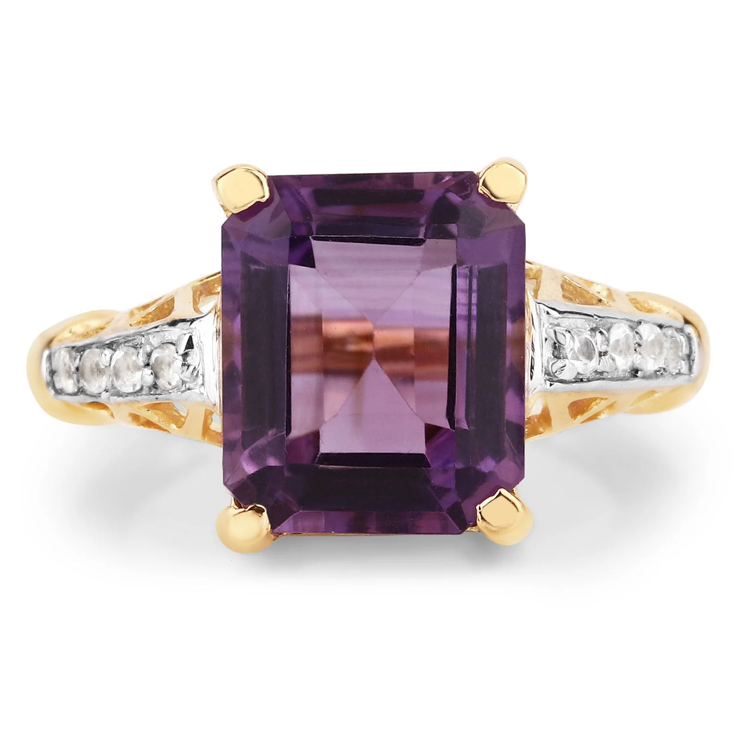 4.83 Carat Genuine Amethyst and White Topaz .925 Sterling Silver Ring - Image 3