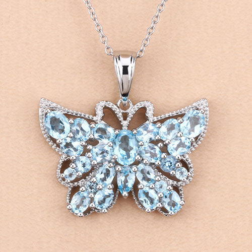 4.84 Carat Genuine Swiss Blue Topaz .925 Sterling Silver Pendant - Image 5