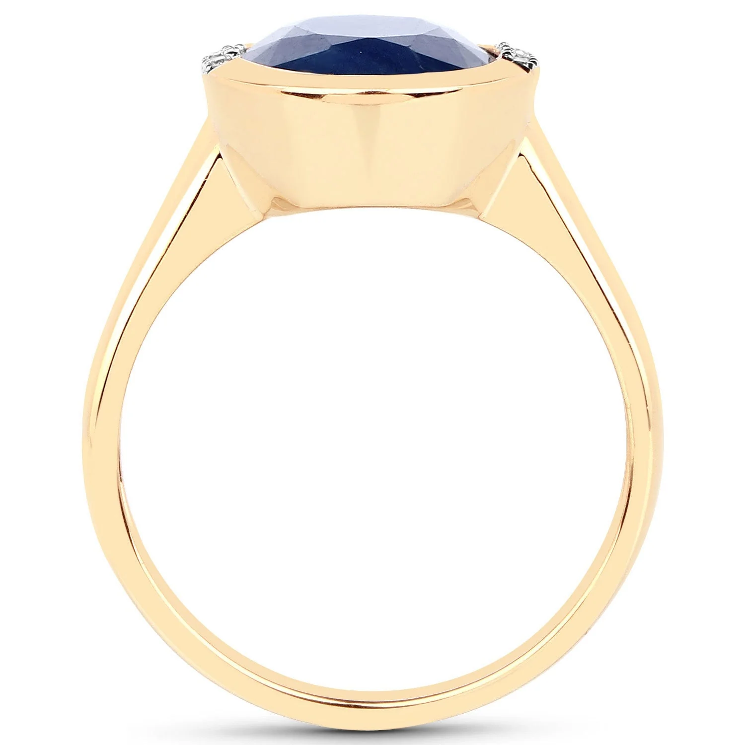 4.85 Carat Genuine Blue Sapphire and White Diamond 14K Yellow Gold Ring - Image 2