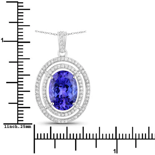 4.90 Carat Genuine Tanzanite and White Diamond 14K White Gold Pendant - Image 3