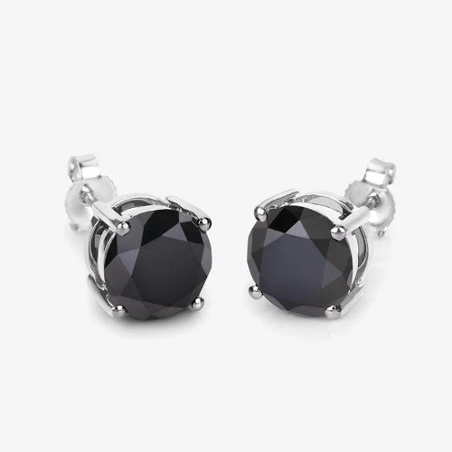 4.91 Carat Genuine Black Diamond 14K White Gold Earrings - Image 10