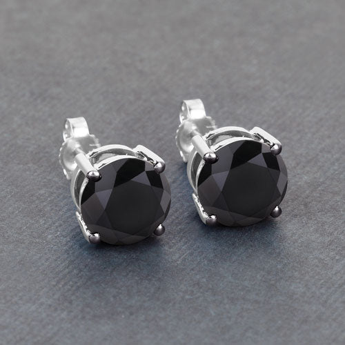 4.91 Carat Genuine Black Diamond 14K White Gold Earrings - Image 8