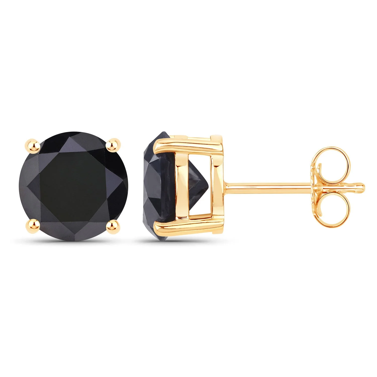 4.91 Carat Genuine Black Diamond 14K Yellow Gold Earrings - Image 2