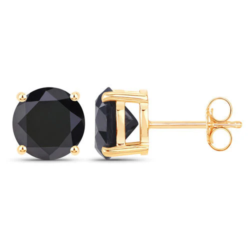 4.91 Carat Genuine Black Diamond 14K Yellow Gold Earrings - Image 6