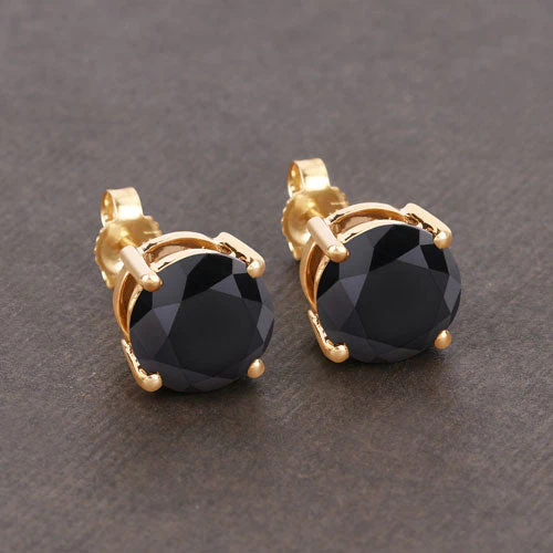 4.91 Carat Genuine Black Diamond 14K Yellow Gold Earrings - Image 8