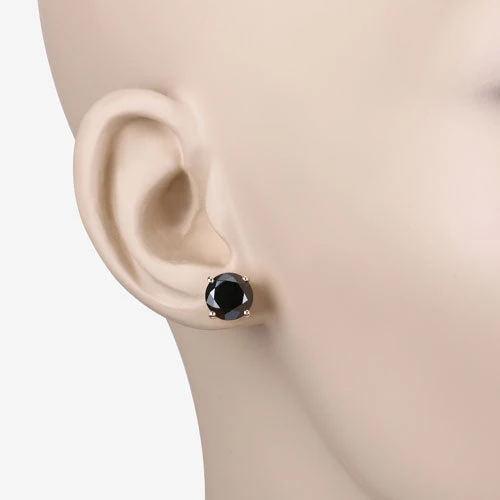 4.91 Carat Genuine Black Diamond 14K Yellow Gold Earrings - Image 9