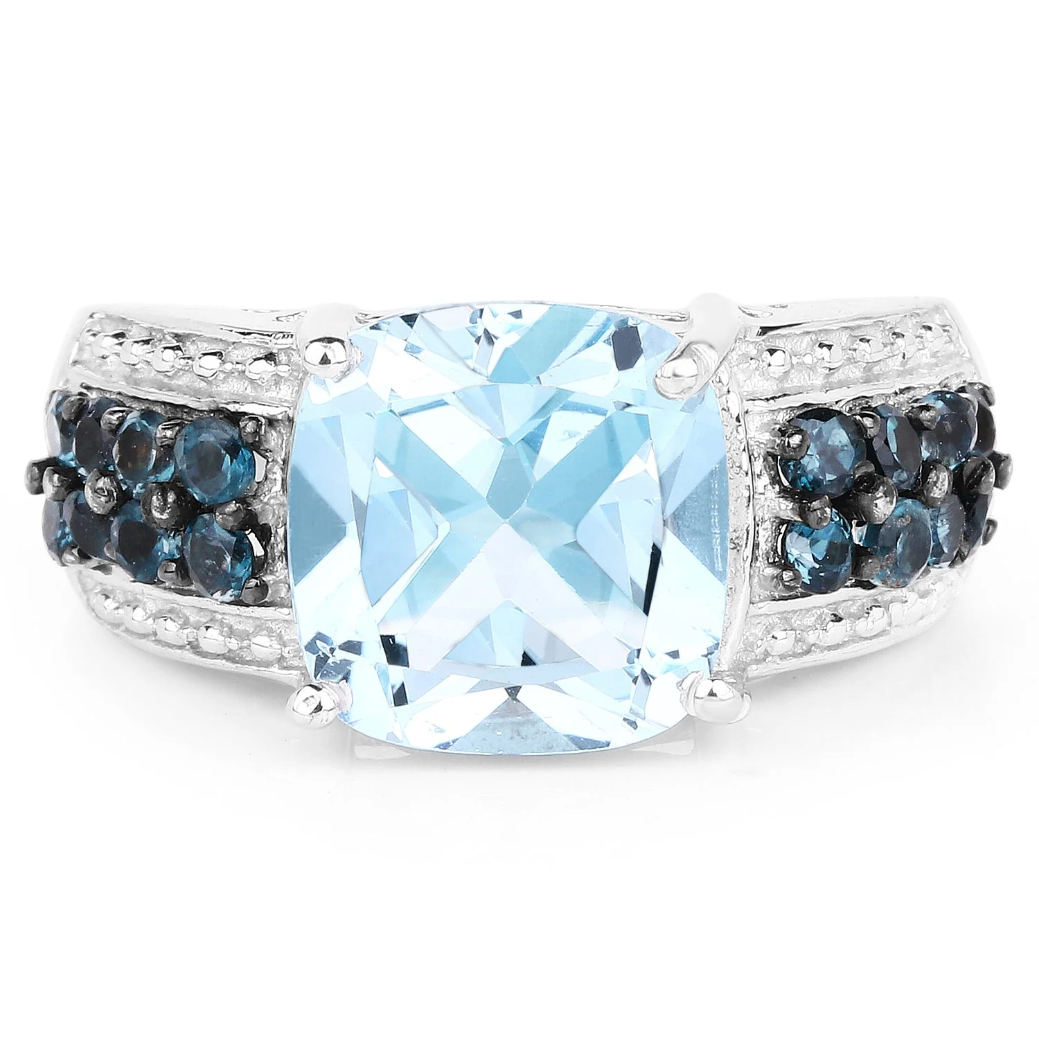 4.98 Carat Genuine Blue Topaz and London Blue Topaz .925 Sterling Silver Ring - Image 3