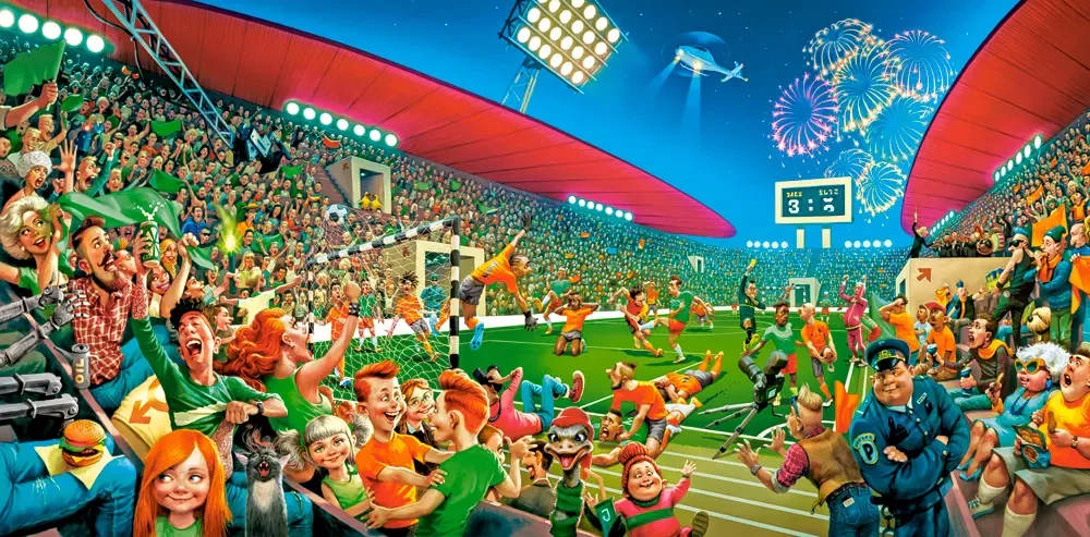 4000 Piece Jigsaw Puzzle, Football Championship, Funny sports puzzle, Soccer Match, Cartoon Chaos Style, Adult Puzzle, Castorland C-400393-2 - Image 2