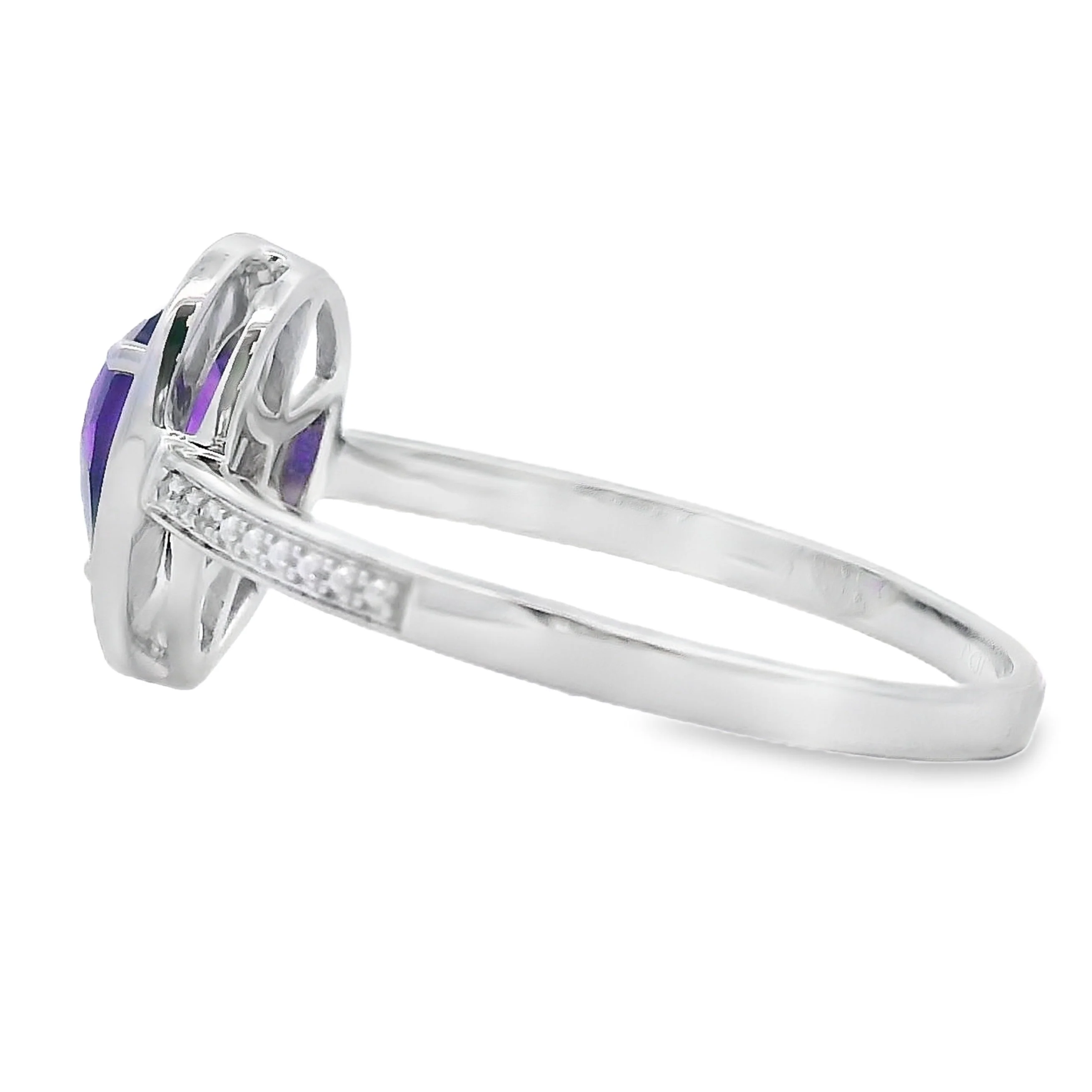 .42ct Amethyst Diamond Ring 10KT White Gold - Image 2