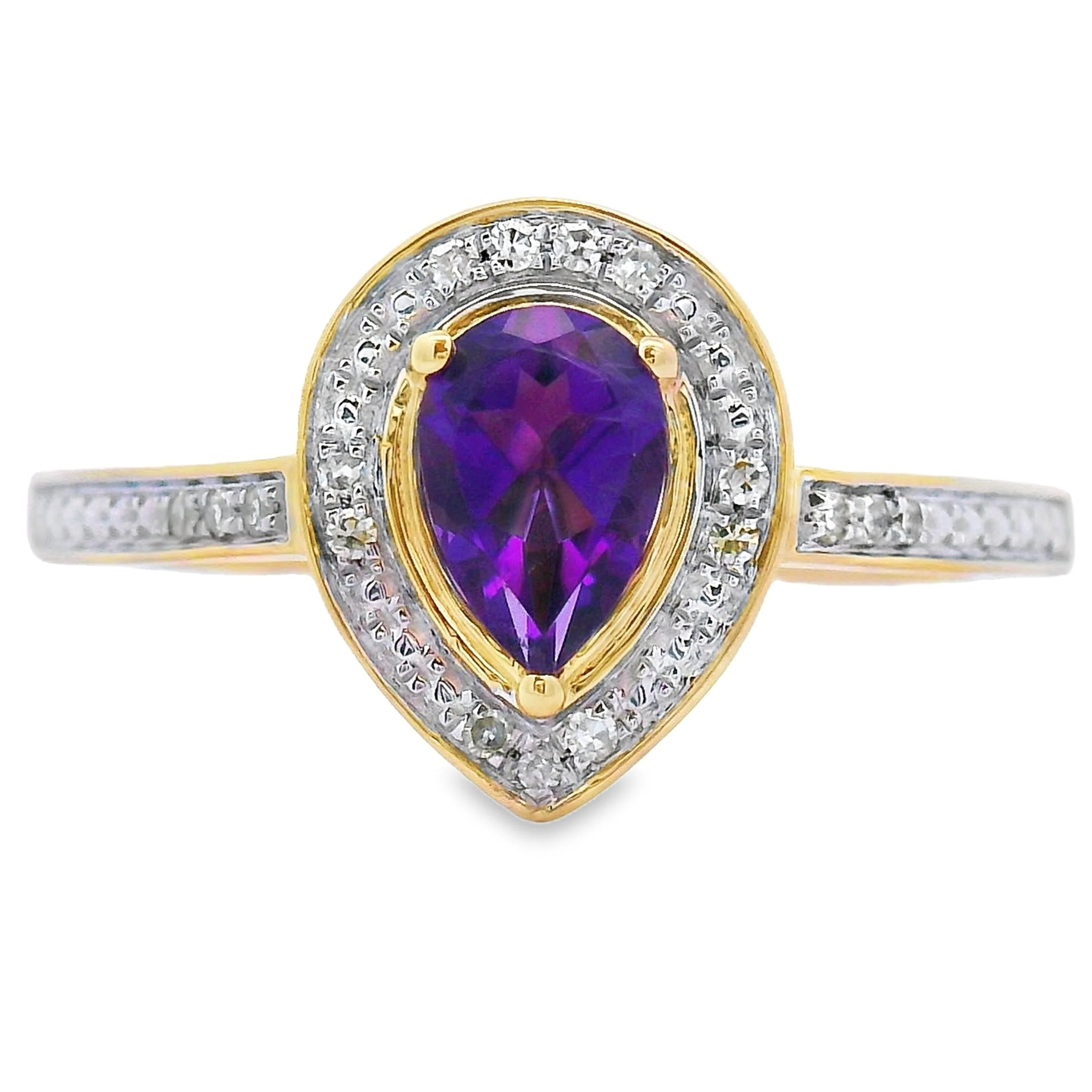 .42ct Amethyst Diamond Ring 10KT Yellow Gold