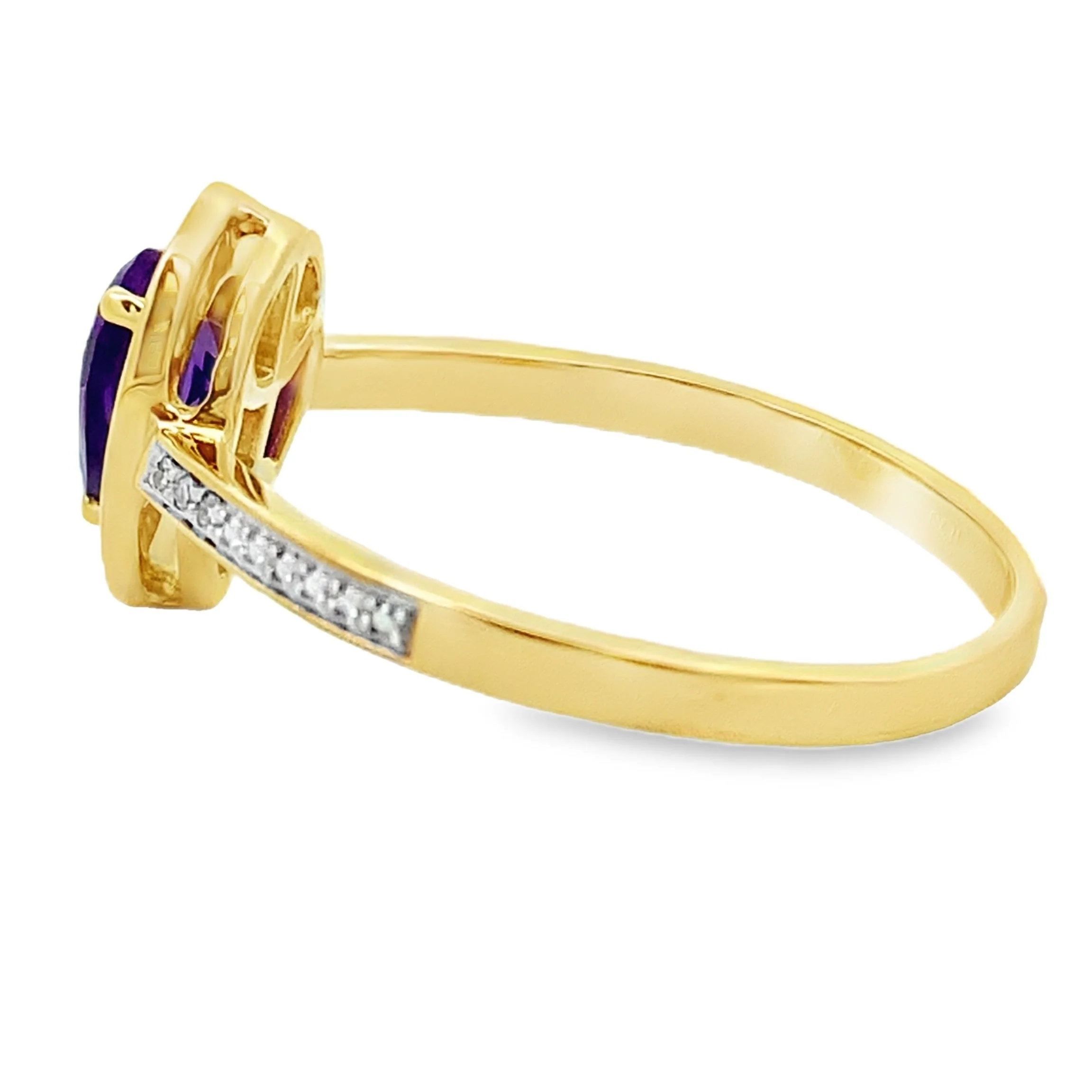 .42ct Amethyst Diamond Ring 10KT Yellow Gold - Image 2