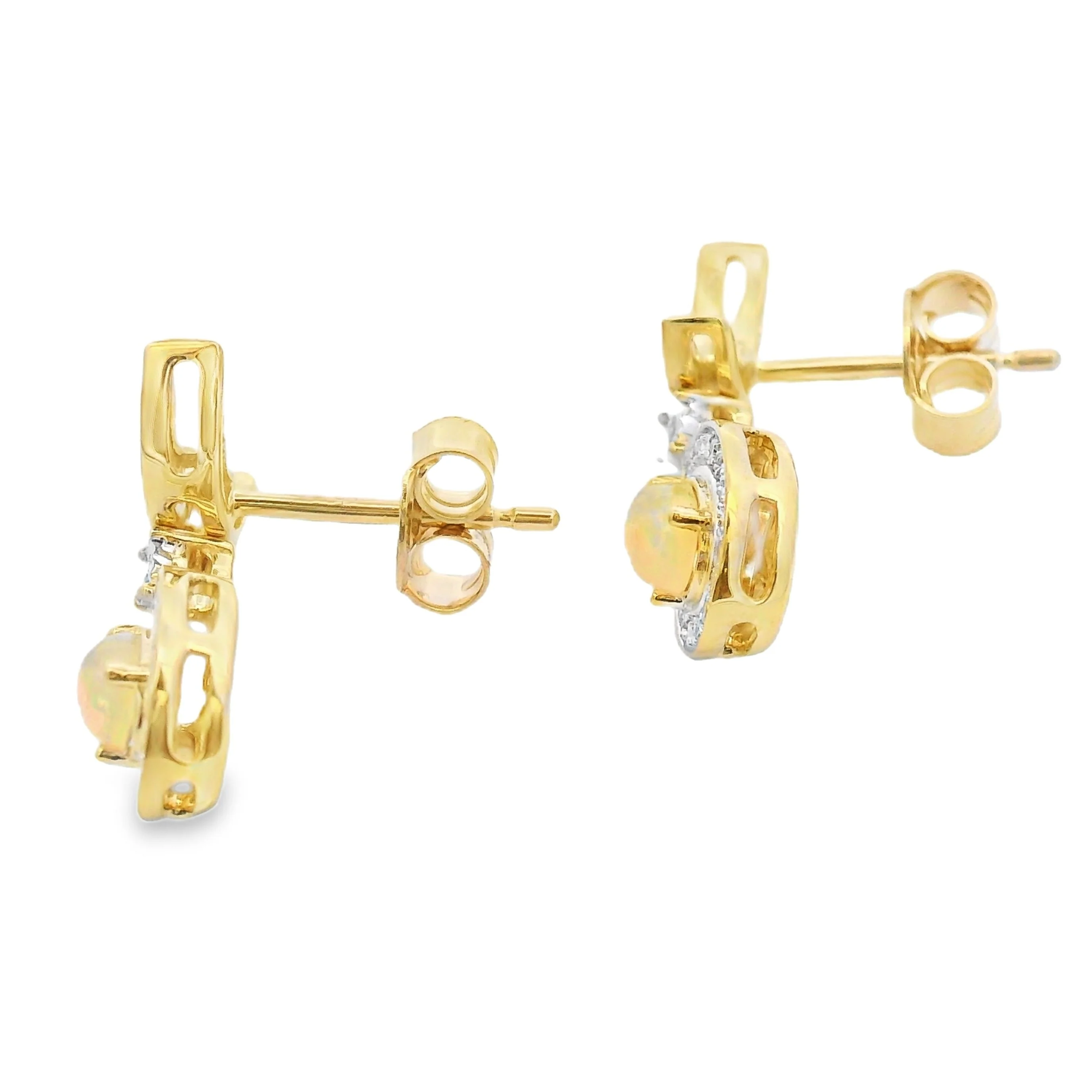 .42ct Opal Diamond Dangle Earrings 10KT Yellow Gold - Image 2