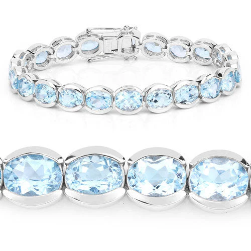 44.00 Carat Genuine Blue Topaz .925 Sterling Silver Bracelet - Image 2
