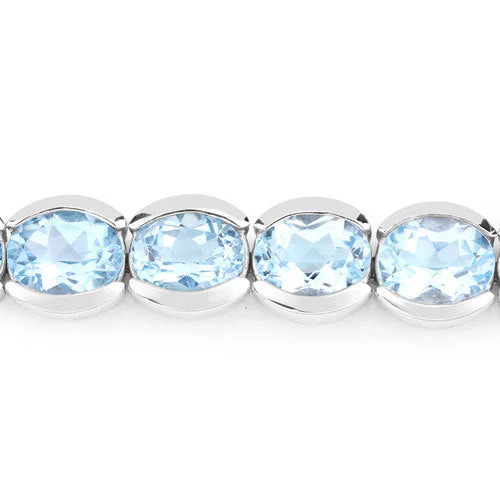 44.00 Carat Genuine Blue Topaz .925 Sterling Silver Bracelet - Image 4