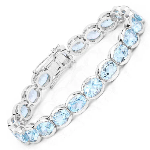 44.00 Carat Genuine Blue Topaz .925 Sterling Silver Bracelet - Image 6