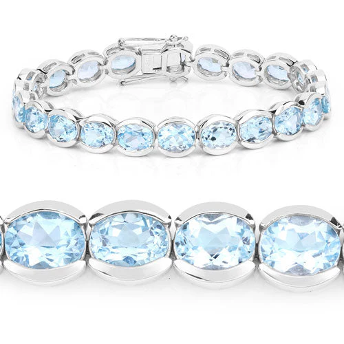44.00 Carat Genuine Blue Topaz .925 Sterling Silver Bracelet - Image 7