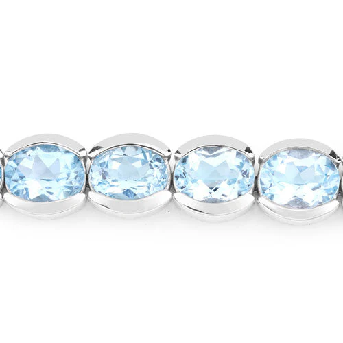44.00 Carat Genuine Blue Topaz .925 Sterling Silver Bracelet - Image 9