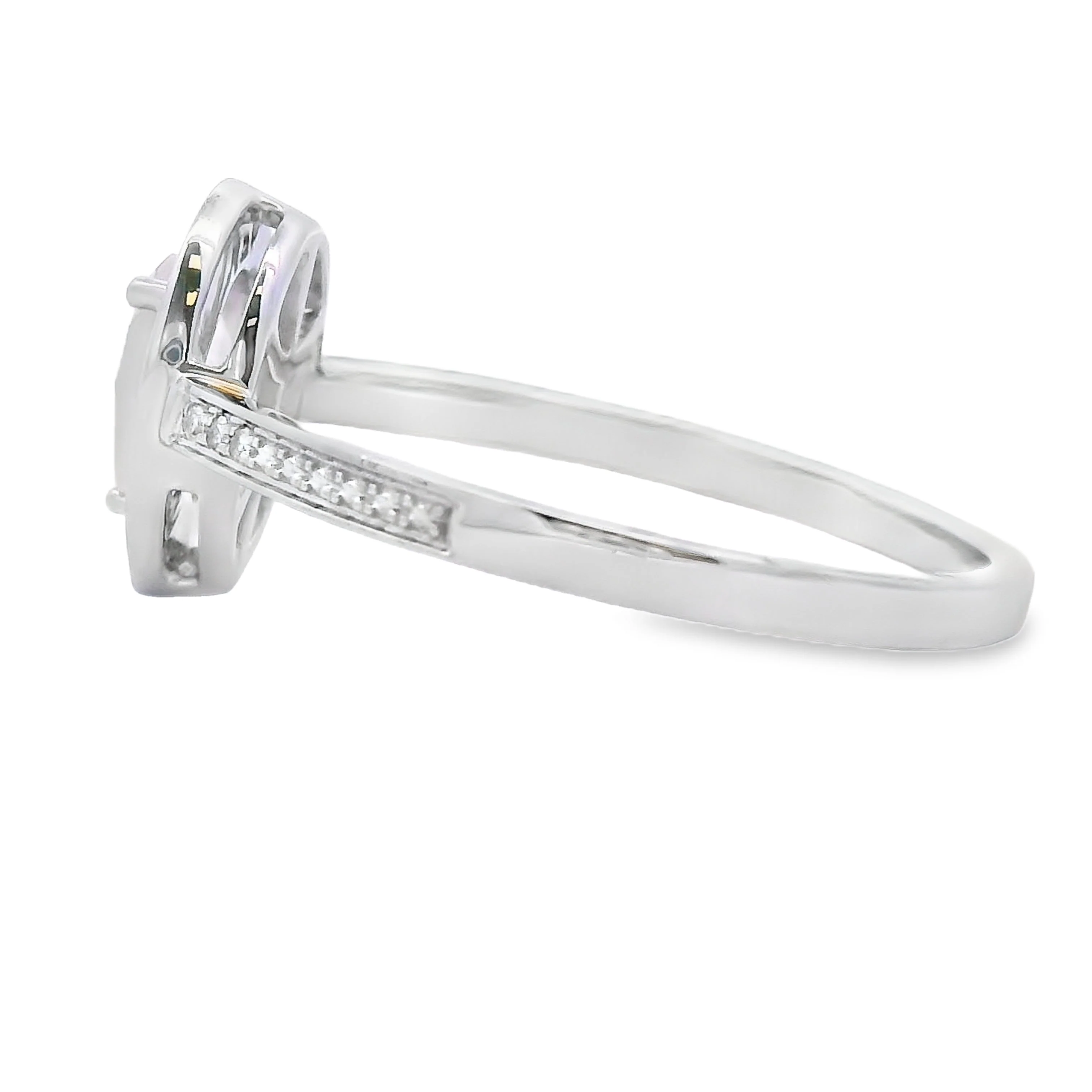 .44ct Rose Quartz Diamond Ring 10KT White Gold - Image 2