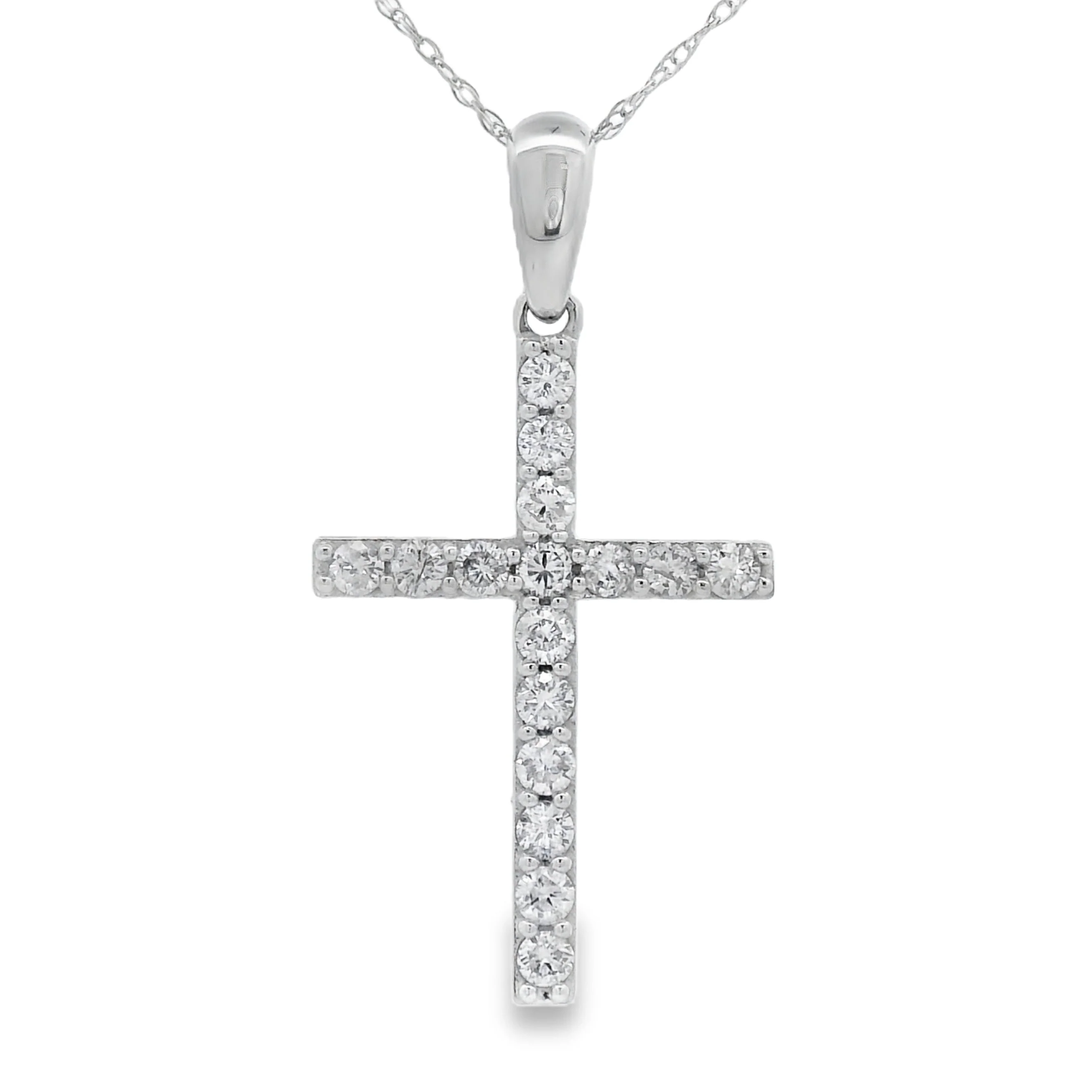 .45ct Diamond Cross Religious Pendant 14KT White Gold