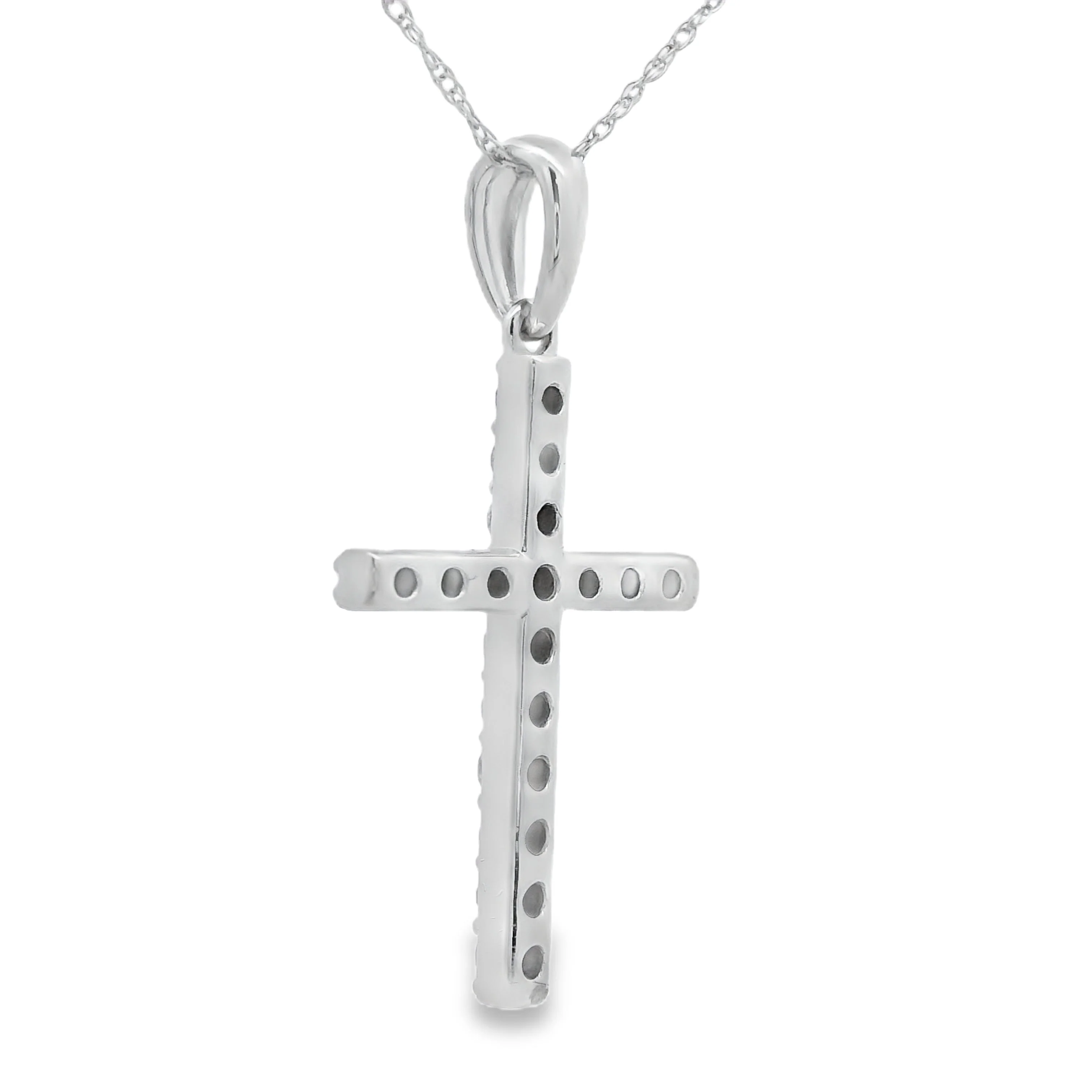 .45ct Diamond Cross Religious Pendant 14KT White Gold - Image 2
