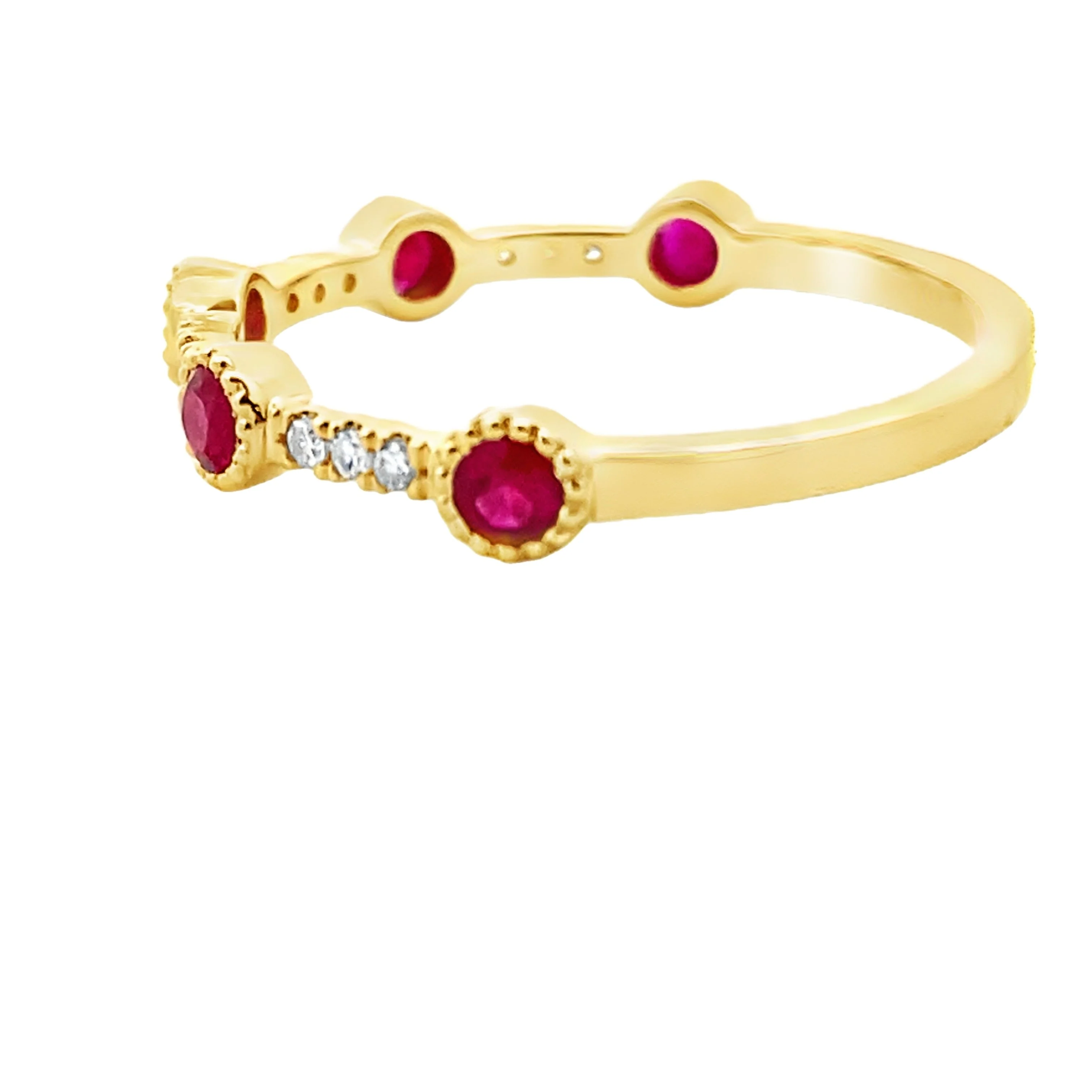 .46ct Ruby Diamond stackable band set 14KT Yellow Gold - Image 2