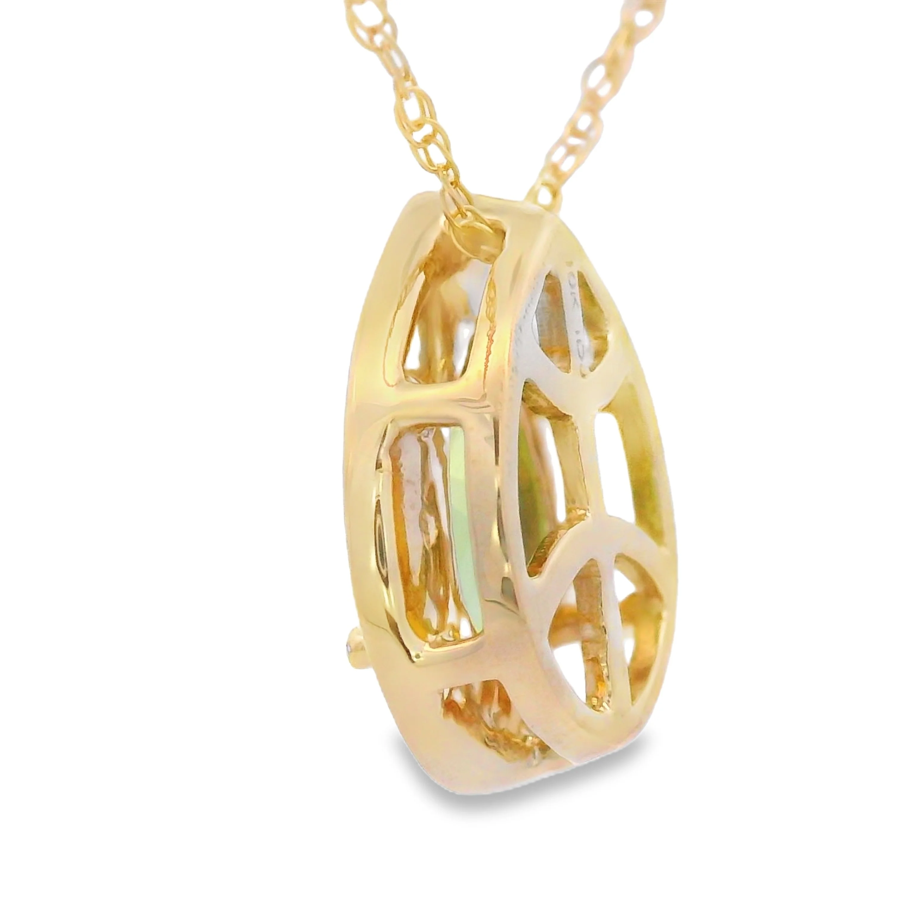 .47ct Peridot Diamond Fashion Pendants 10KT Yellow Gold - Image 2