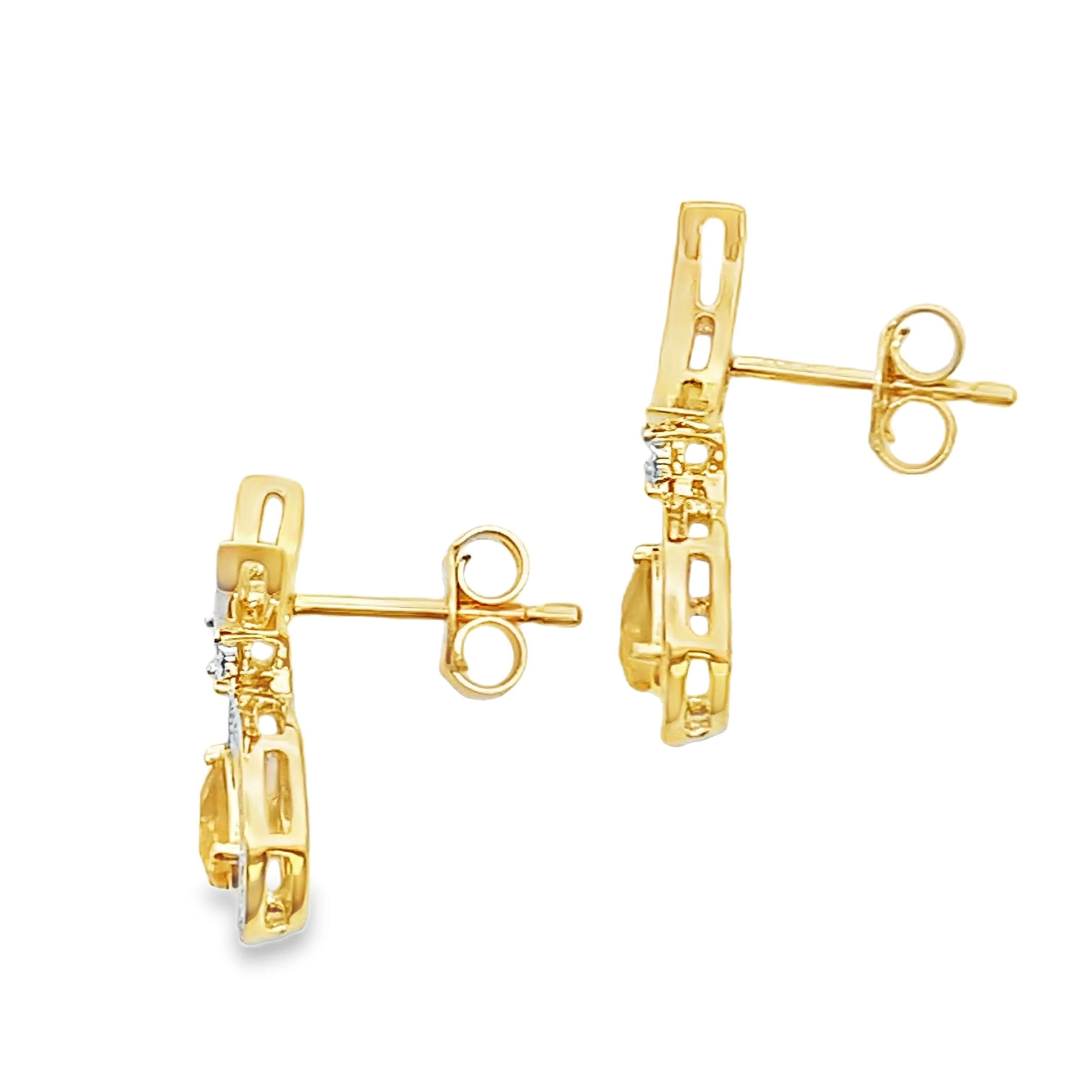 .48ct Citrine Diamond Dangle Earrings 10KT Yellow Gold - Image 2